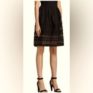 AllSaints Black Lace Aline Midi Skirt